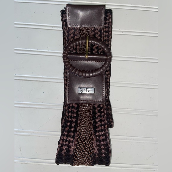 Jessica Simpson New Ladies Size S Brown Fabric Belt 3.25" Wide Total Length 40" - Picture 2 of 6